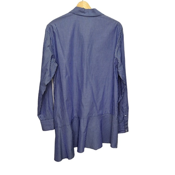 Veronica Beard Gilda Asymmetric Striped Cotton Shirt Size 10 - Picture 10 of 14